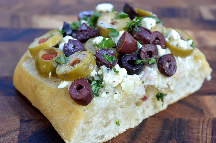 Baked Olives with Adam’s Original Pickled Jalapeños and Feta Cheese